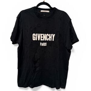 Givenchy Paris Distressed Logo Tee Oversized XS Black
